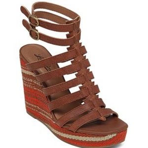 Lucky brand double ankle strap wedges